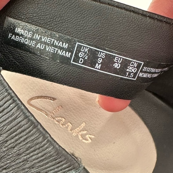 Clarks heels size 9 40 black taupe leather avant-garde color blocking funky - Picture 10 of 13